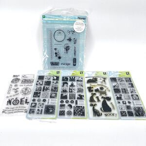 Clear Stamp LOT of 6 Assorted Inkadinkado-Travel Floral Dogs Boho Whimsical